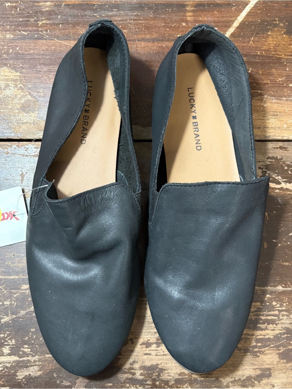 Lucky Brand Black Leather Slip On Loafers NWT Size 9 Preppy Dark Academia Office